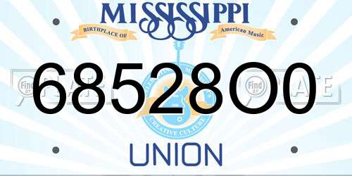 68528O0 Mississippi License Plate