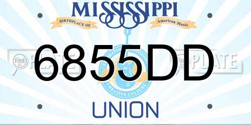 6855DD Mississippi License Plate