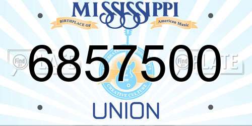6857500 Mississippi License Plate
