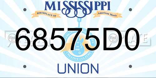68575D0 Mississippi License Plate