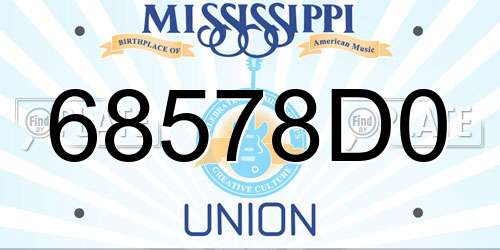 68578D0 Mississippi License Plate