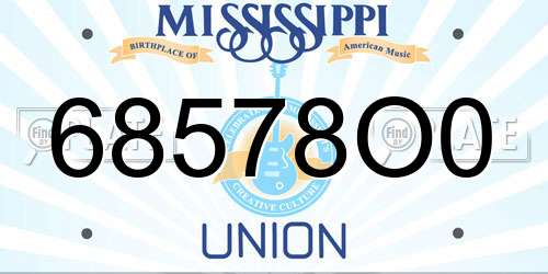 68578O0 Mississippi License Plate