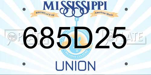 685D25 Mississippi License Plate