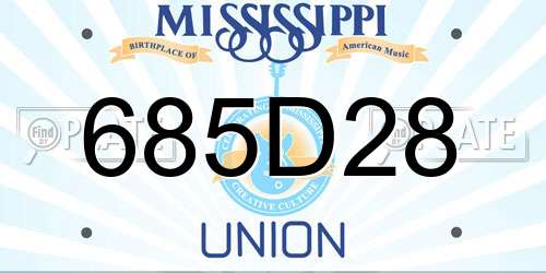 685D28 Mississippi License Plate
