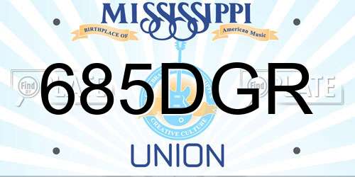 685DGR Mississippi License Plate