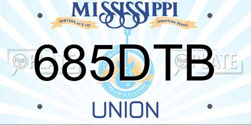 685DTB Mississippi License Plate