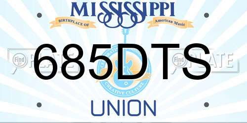 685DTS Mississippi License Plate