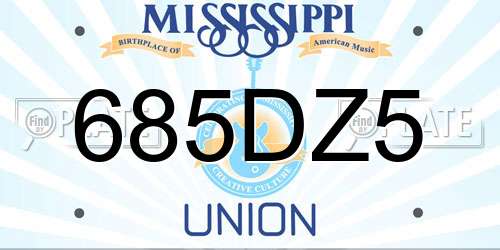685DZ5 Mississippi License Plate