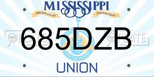 685DZB Mississippi License Plate