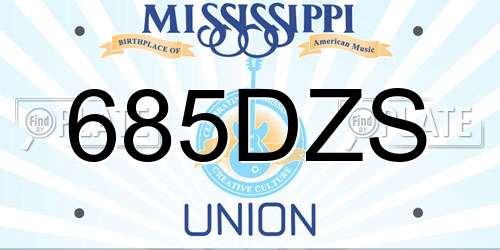 685DZS Mississippi License Plate