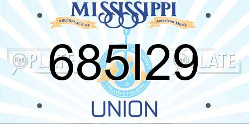 685I29 Mississippi License Plate