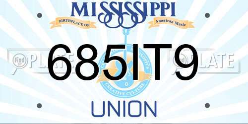 685IT9 Mississippi License Plate