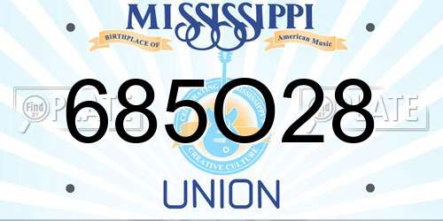 685O28 Mississippi License Plate