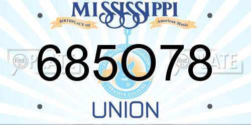 685O78 Mississippi License Plate