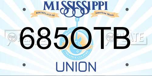 685OTB Mississippi License Plate