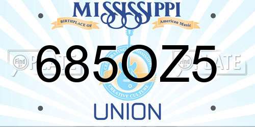 685OZ5 Mississippi License Plate