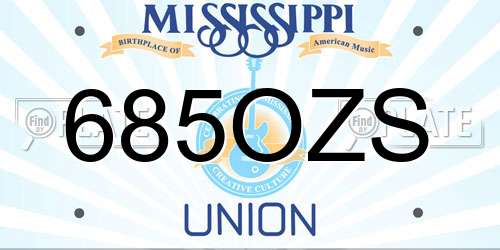 685OZS Mississippi License Plate