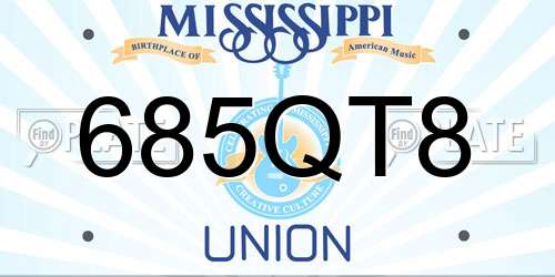 685QT8 Mississippi License Plate