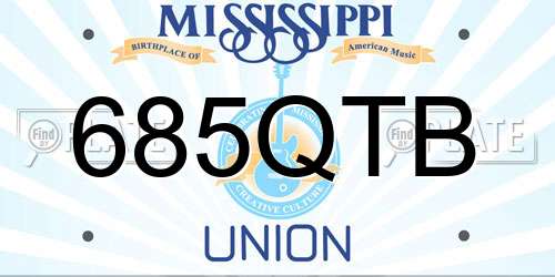 685QTB Mississippi License Plate