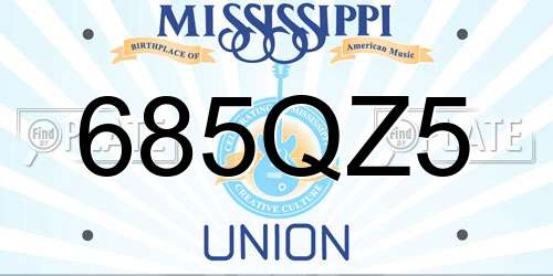 685QZ5 Mississippi License Plate