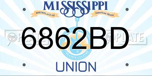 6862BD Mississippi License Plate