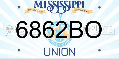 6862BO Mississippi License Plate