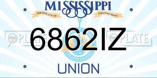 6862IZ Mississippi License Plate