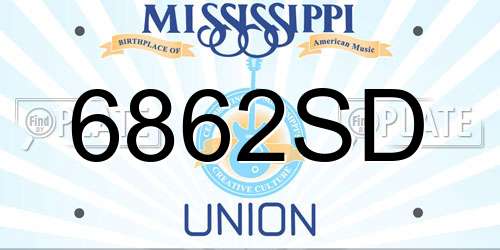 6862SD Mississippi License Plate