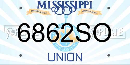 6862SO Mississippi License Plate