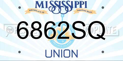 6862SQ Mississippi License Plate