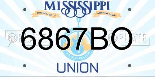 6867BO Mississippi License Plate