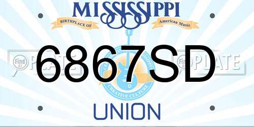 6867SD Mississippi License Plate