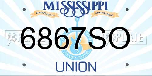 6867SO Mississippi License Plate