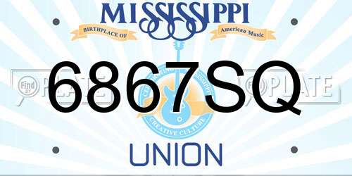 6867SQ Mississippi License Plate