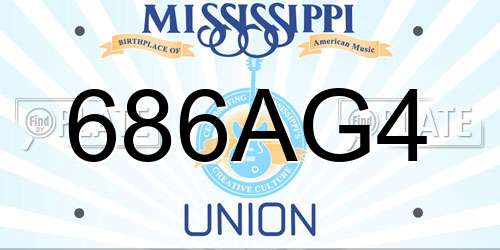 686AG4 Mississippi License Plate