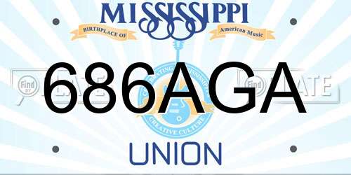 686AGA Mississippi License Plate