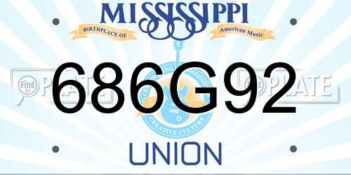 686G92 Mississippi License Plate