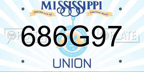 686G97 Mississippi License Plate