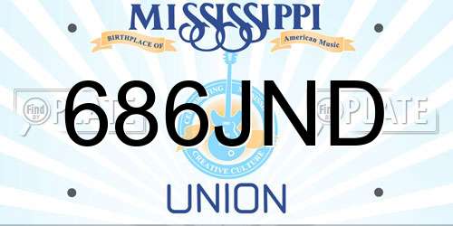 686JND Mississippi License Plate
