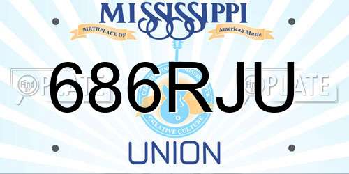 686RJU Mississippi License Plate