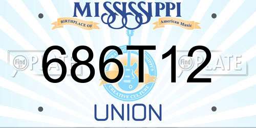 686T12 Mississippi License Plate