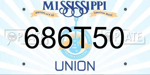 686T50 Mississippi License Plate