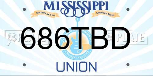 686TBD Mississippi License Plate