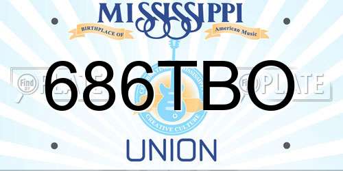 686TBO Mississippi License Plate