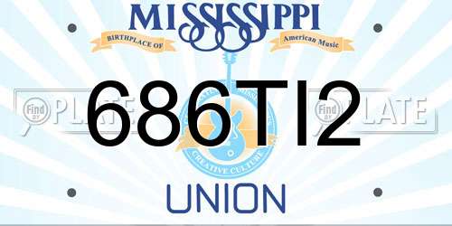 686TI2 Mississippi License Plate