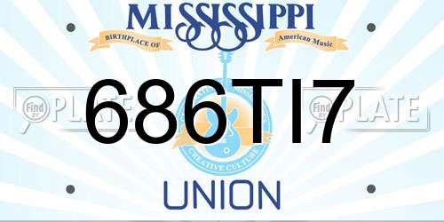 686TI7 Mississippi License Plate