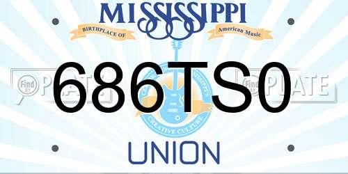 686TS0 Mississippi License Plate
