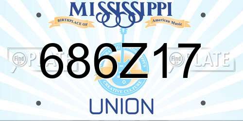 686Z17 Mississippi License Plate