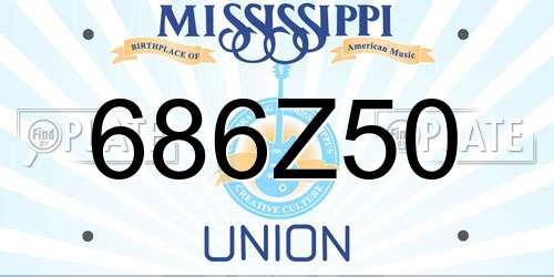 686Z50 Mississippi License Plate