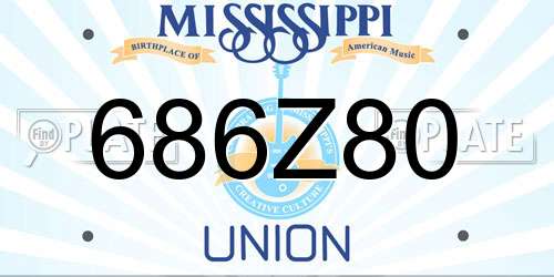 686Z80 Mississippi License Plate